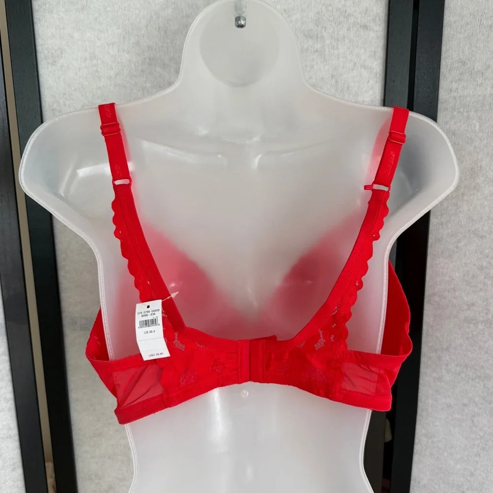 aerie Lightly Lined Wireless Bra ~ Red ~ 2-Way Classic to Racerback~ 36D Lace